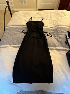 Altar'd State Black Side-Tie Midi Dress